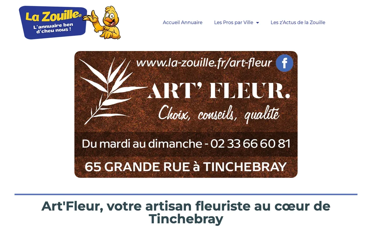 Page de Art' Fleur sur le site la-zouille.fr, capture d’écran