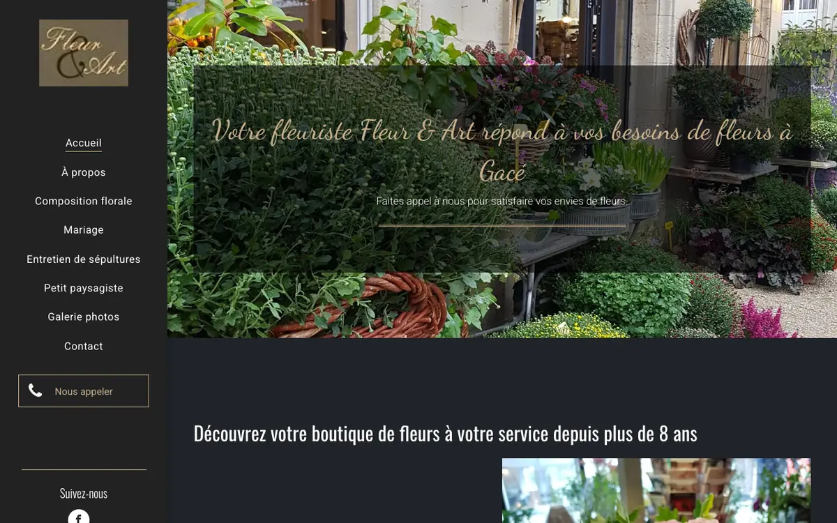 Page d’accueil du site de Fleur & Art, capture d’écran