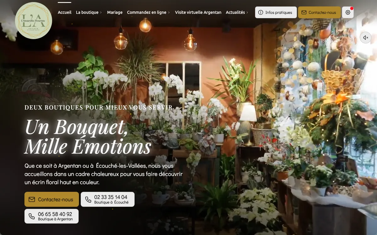 Page d’accueil du site de L'Amaryllis, capture d’écran