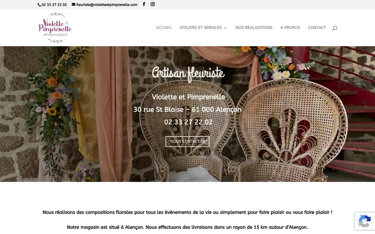 Page d’accueil du site de Violette Et Pimprenelle, capture d’écran